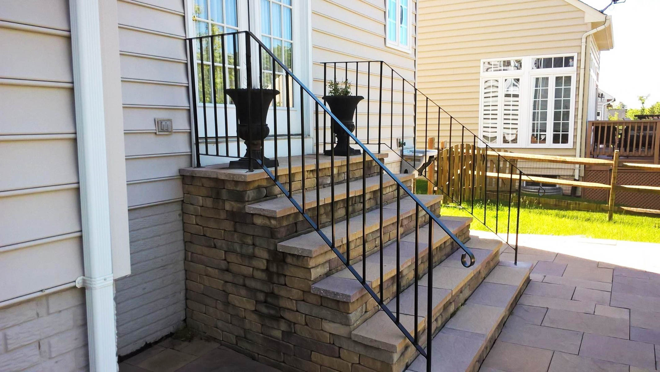 This showcases a completed loudoun stairs project within a home in northern virginia. This showcases the metal fabrication that loudoun stairs did in their shop. 