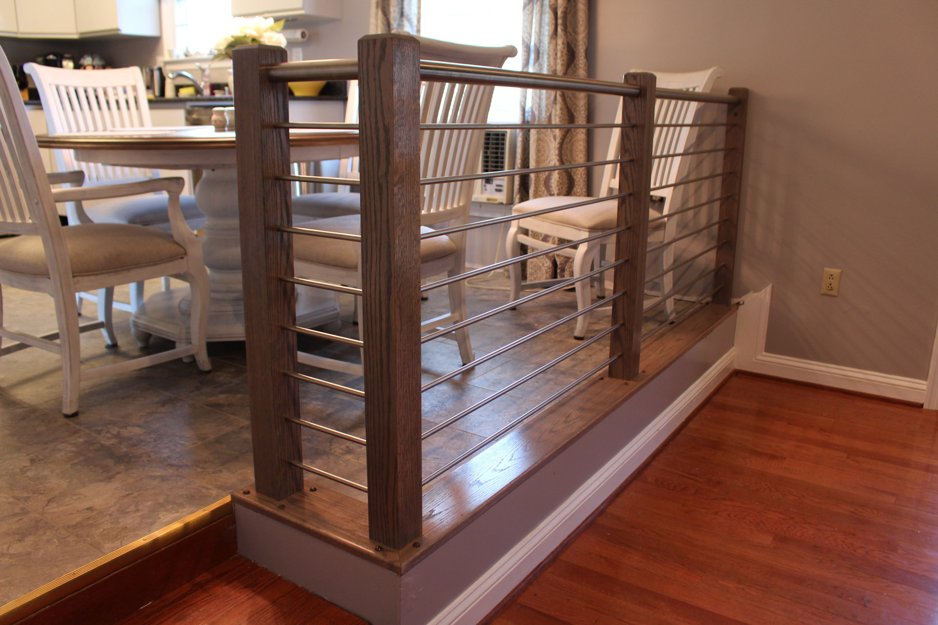 This showcases a completed loudoun stairs project within a home in northern virginia. This showcases the rails that they handmade. 